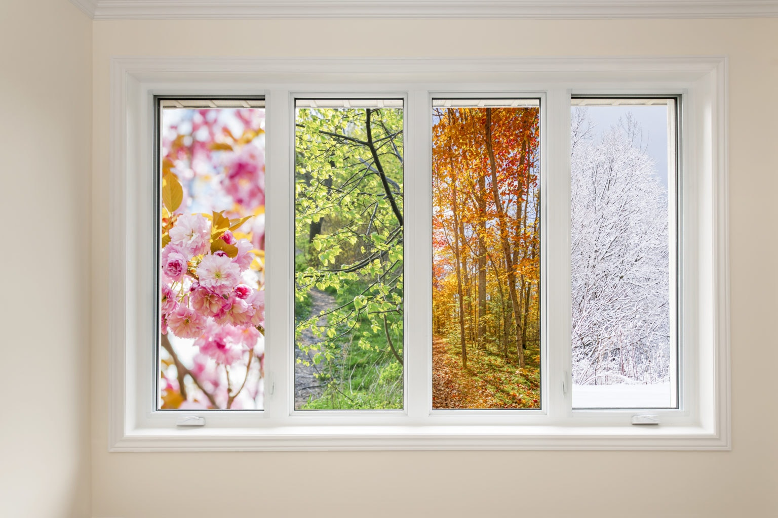 seasons through a casement window